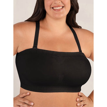 Convertible Strapless Bandeau Bra with Wireless Comfort, Anti-Slip Grip & Removable Straps Fit