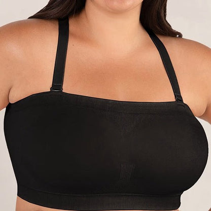 Convertible Strapless Bandeau Bra with Wireless Comfort, Anti-Slip Grip & Removable Straps Fit