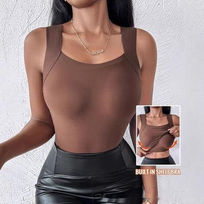 Women's New Seamless Skin Bottom Vest With Built-In Bra