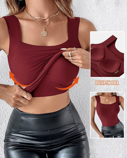 Women's New Seamless Skin Bottom Vest With Built-In Bra