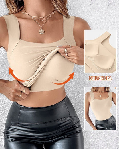 Women's New Seamless Skin Bottom Vest With Built-In Bra