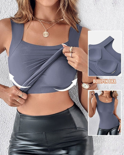 Women's New Seamless Skin Bottom Vest With Built-In Bra